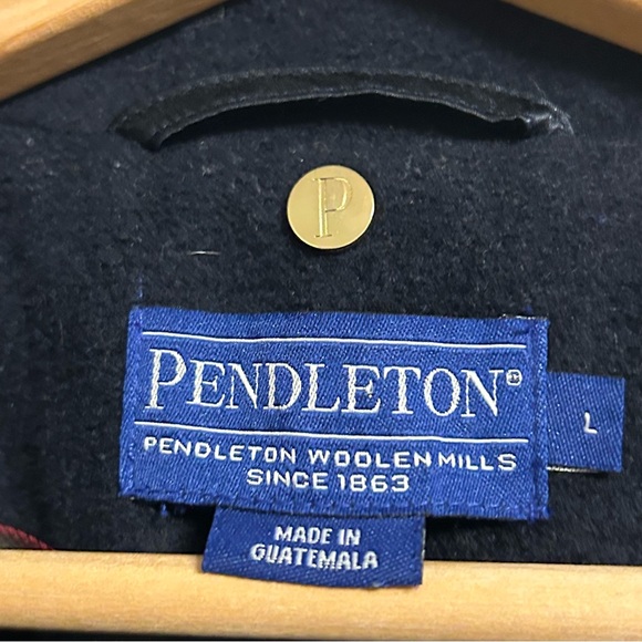 Pendleton Double-Breasted Wool-Blend Navy Blue Peacoat, Size L - Picture 4 of 5